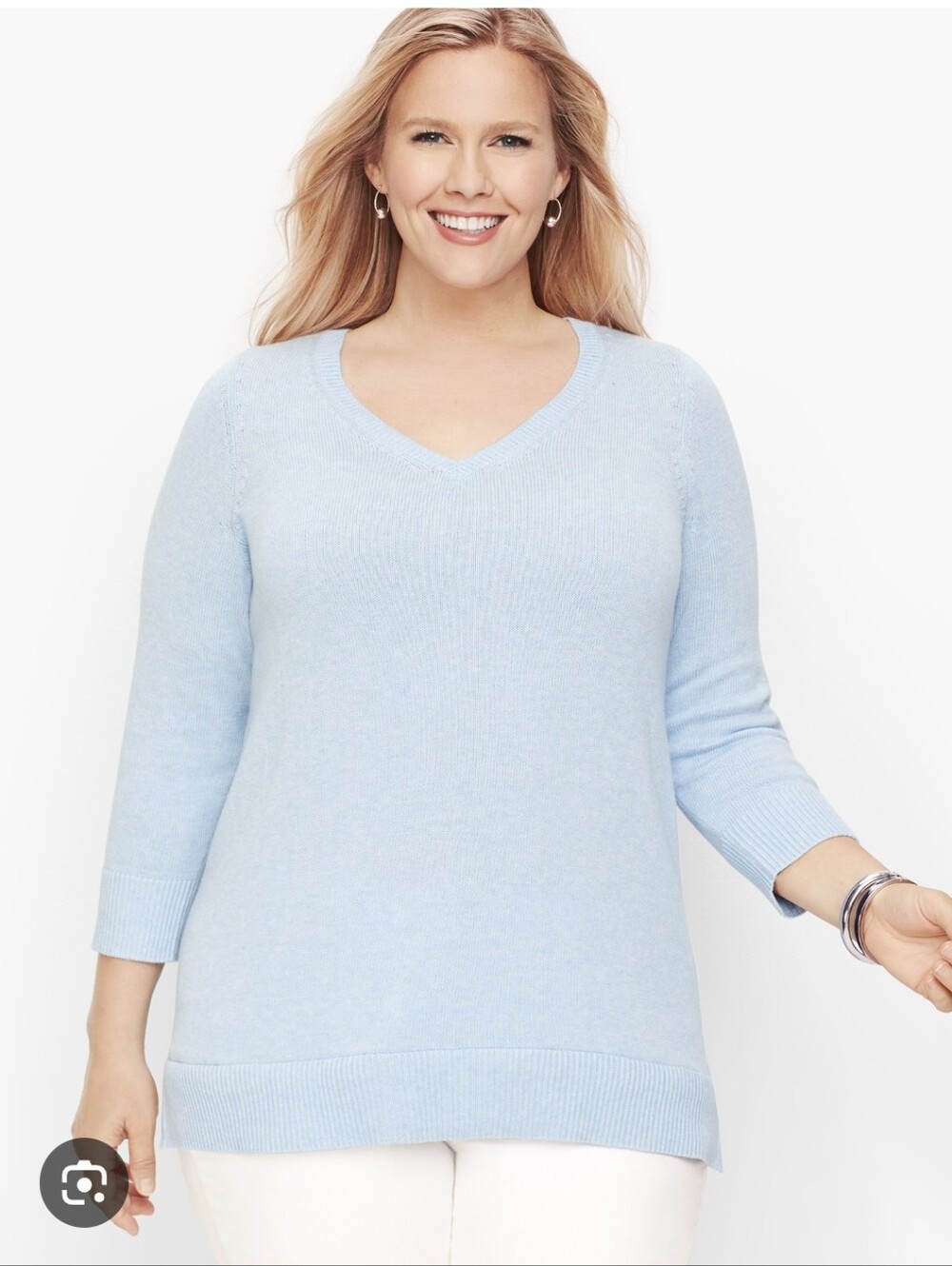 Talbots Blue Double V-Neck Tie Back Sweater Sz.3X NWT